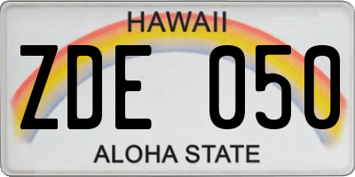 HI license plate ZDE050