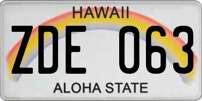 HI license plate ZDE063