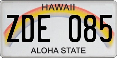 HI license plate ZDE085