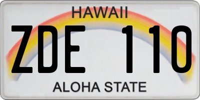 HI license plate ZDE110