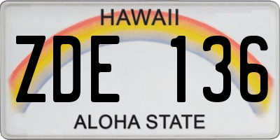 HI license plate ZDE136
