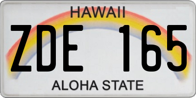 HI license plate ZDE165