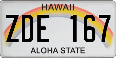 HI license plate ZDE167
