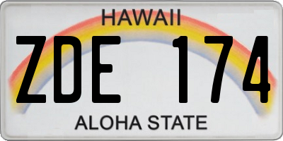 HI license plate ZDE174