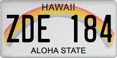 HI license plate ZDE184