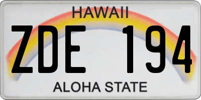 HI license plate ZDE194