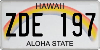 HI license plate ZDE197