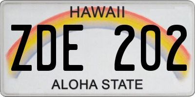 HI license plate ZDE202