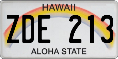 HI license plate ZDE213