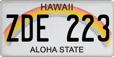 HI license plate ZDE223