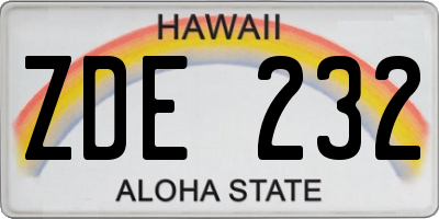 HI license plate ZDE232