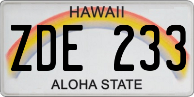HI license plate ZDE233
