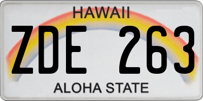 HI license plate ZDE263