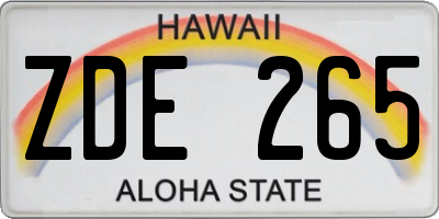HI license plate ZDE265