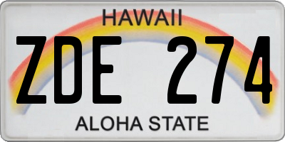 HI license plate ZDE274