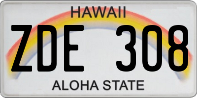 HI license plate ZDE308