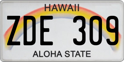 HI license plate ZDE309