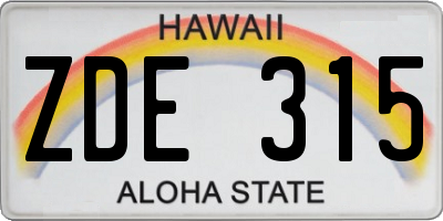 HI license plate ZDE315