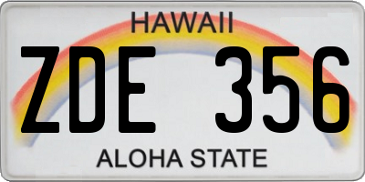 HI license plate ZDE356