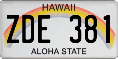 HI license plate ZDE381