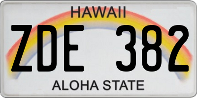 HI license plate ZDE382