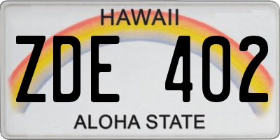 HI license plate ZDE402