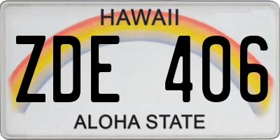 HI license plate ZDE406