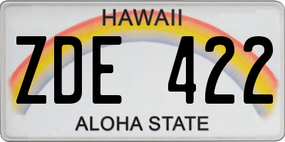HI license plate ZDE422