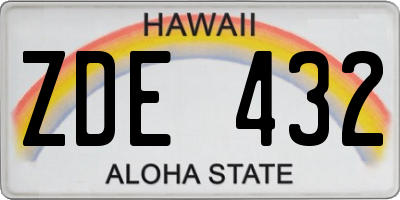HI license plate ZDE432