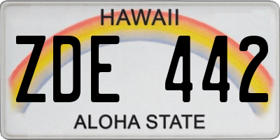 HI license plate ZDE442