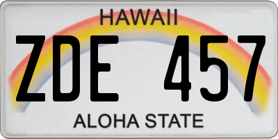 HI license plate ZDE457