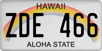 HI license plate ZDE466