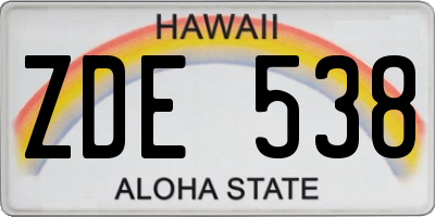 HI license plate ZDE538