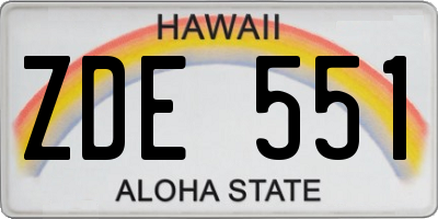 HI license plate ZDE551