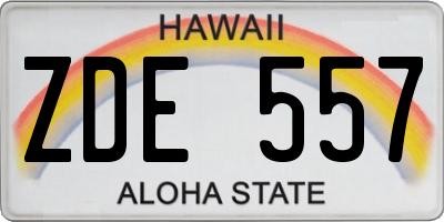 HI license plate ZDE557