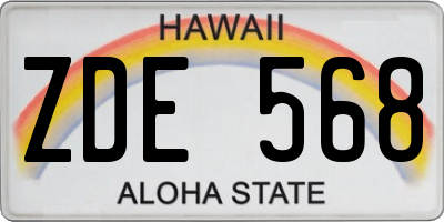 HI license plate ZDE568