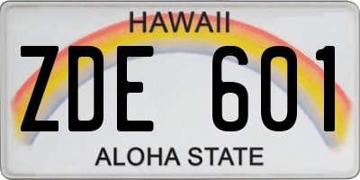 HI license plate ZDE601