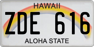 HI license plate ZDE616