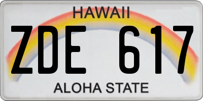 HI license plate ZDE617