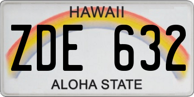 HI license plate ZDE632