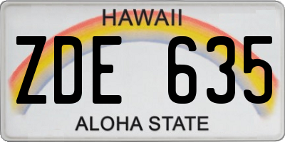 HI license plate ZDE635