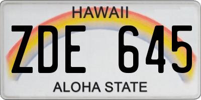 HI license plate ZDE645