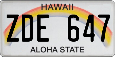 HI license plate ZDE647