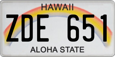 HI license plate ZDE651