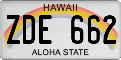 HI license plate ZDE662