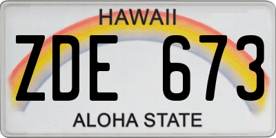 HI license plate ZDE673