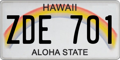 HI license plate ZDE701