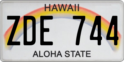 HI license plate ZDE744