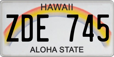 HI license plate ZDE745