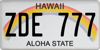 HI license plate ZDE777